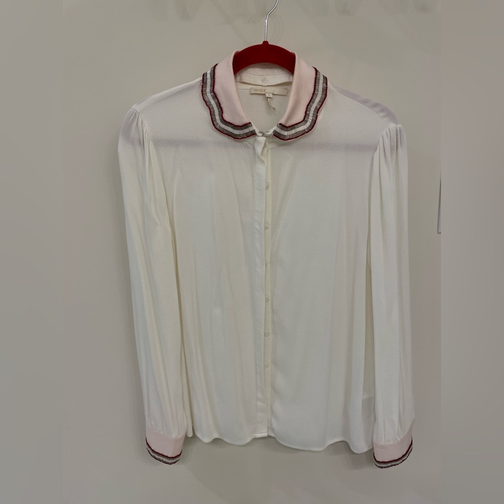 Maje canga embellished button down shirt size 1
